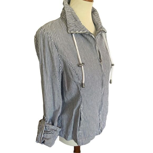 L.A.L Live A Little Long Sleeve Striped Cotton Full Zip Jacket Size Medium - Picture 3 of 9
